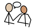 Illustration två streckgubbar som pratar med varandra